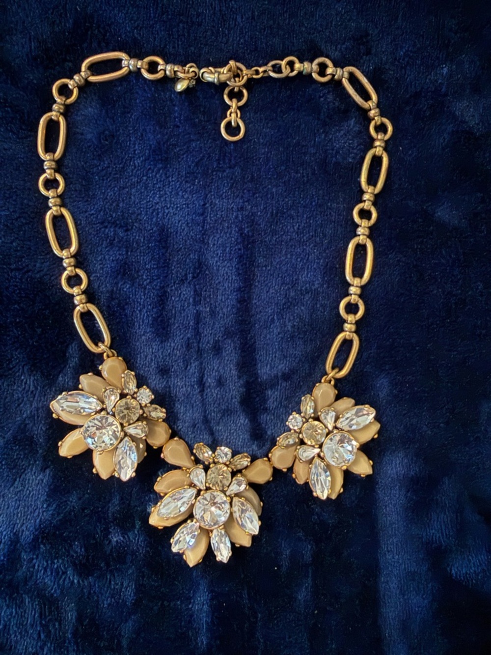 J. Crew Gold Floral Crystal Flower Necklace